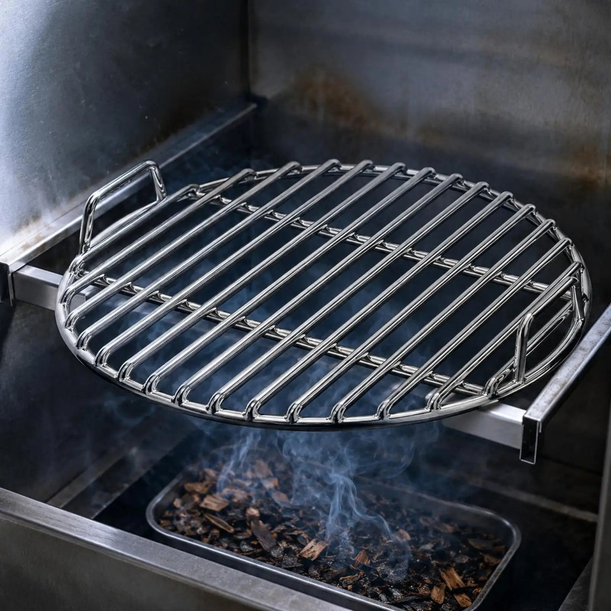 Barbecue Grill Rack Stainless Steel Circular Grate with Handles Grill Tool for Roasted Meat Outdoor BBQ