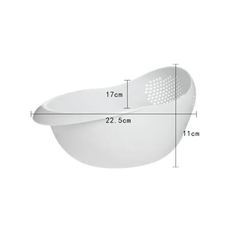 Plastic Rice Sieve Colander with Handles, Kitchen Drain Basket, 4 Colours