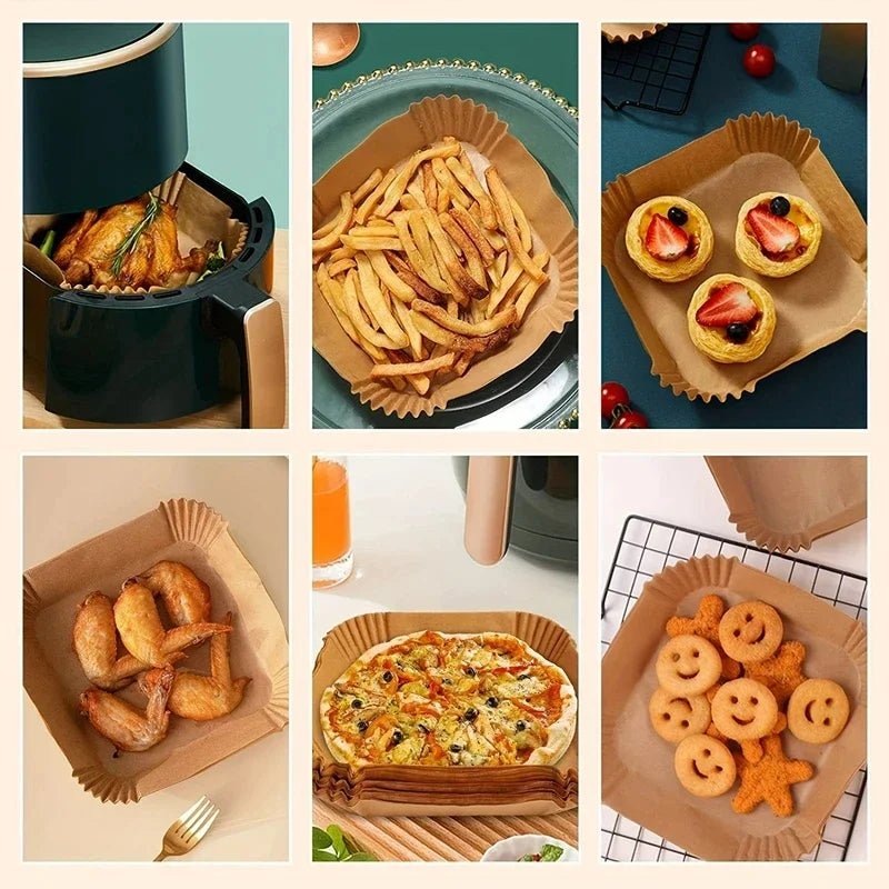 Air Fryer Paper Liners Disposable Oil-proof Waterproof Baking Paper Round Square And Rectangle Parchment Kitchen Party Supplies - Ammpell