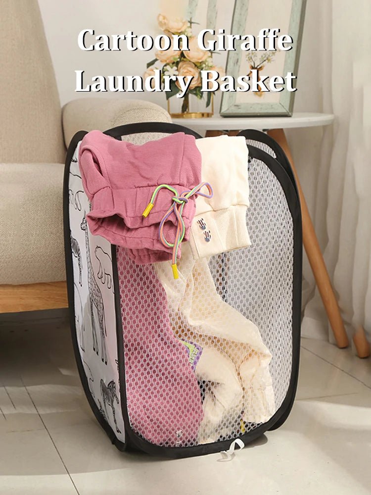 Cartoon Giraffe Laundry Basket Home Dirty Clothes Basket Miscellaneous Sorting and Storage Basket Bathroom Organizer Storage - Ammpell