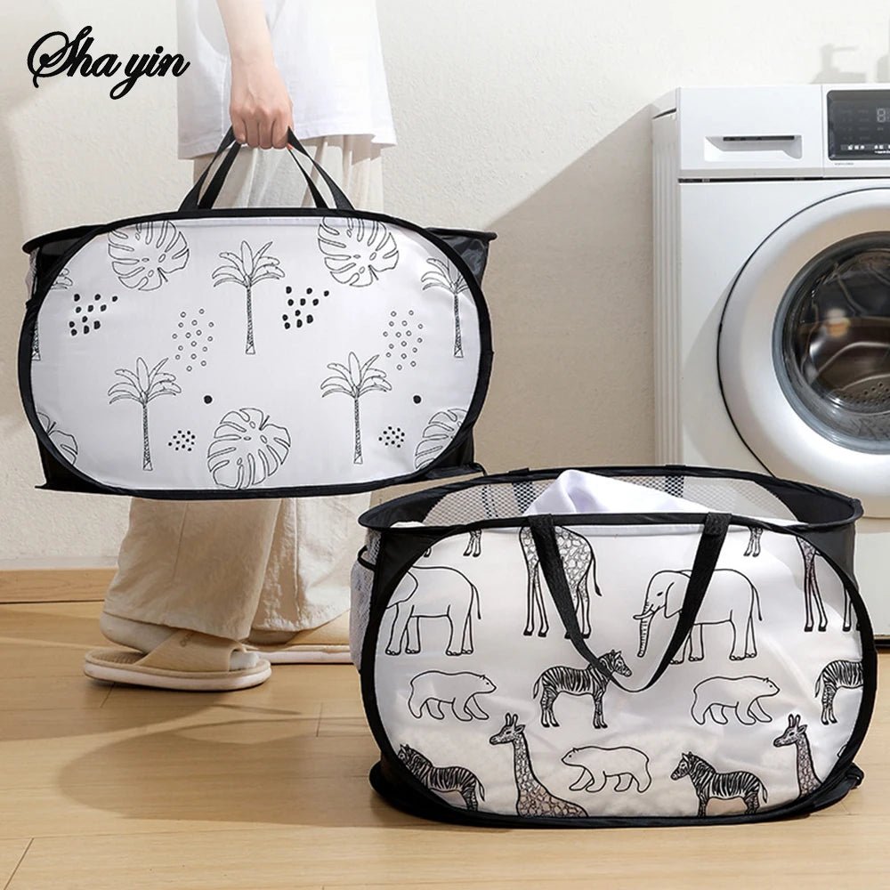 Cartoon Giraffe Laundry Basket Home Dirty Clothes Basket Miscellaneous Sorting and Storage Basket Bathroom Organizer Storage - Ammpell