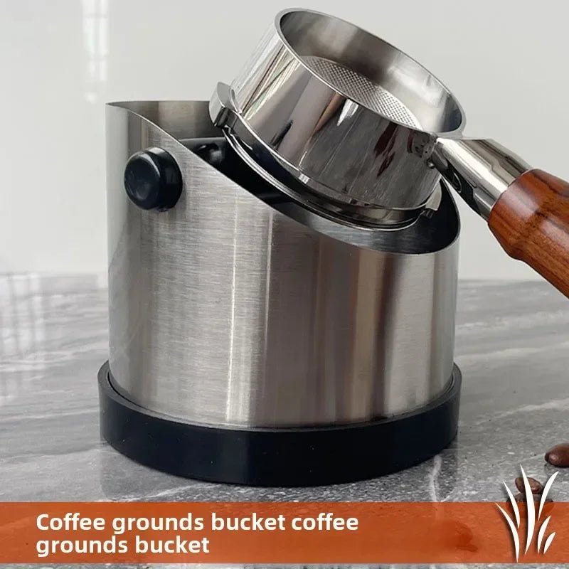 Coffee Knock Box Stainless Steel Espresso Knock Box Non Slip Coffee Ground Knock Box with Rubber Ring Beveled Coffee Ground Bin - Ammpell