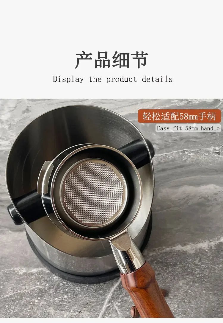 Coffee Knock Box Stainless Steel Espresso Knock Box Non Slip Coffee Ground Knock Box with Rubber Ring Beveled Coffee Ground Bin - Ammpell