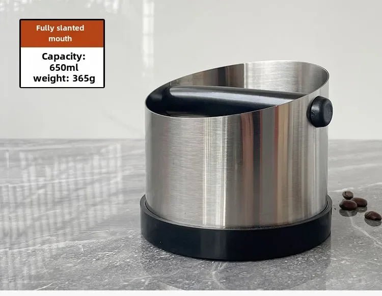 Coffee Knock Box Stainless Steel Espresso Knock Box Non Slip Coffee Ground Knock Box with Rubber Ring Beveled Coffee Ground Bin - Ammpell