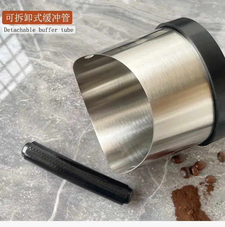 Coffee Knock Box Stainless Steel Espresso Knock Box Non Slip Coffee Ground Knock Box with Rubber Ring Beveled Coffee Ground Bin - Ammpell
