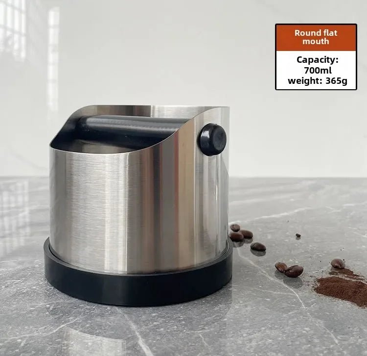 Coffee Knock Box Stainless Steel Espresso Knock Box Non Slip Coffee Ground Knock Box with Rubber Ring Beveled Coffee Ground Bin - Ammpell