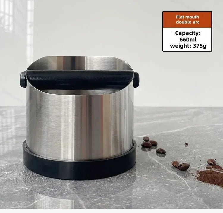 Coffee Knock Box Stainless Steel Espresso Knock Box Non Slip Coffee Ground Knock Box with Rubber Ring Beveled Coffee Ground Bin - Ammpell