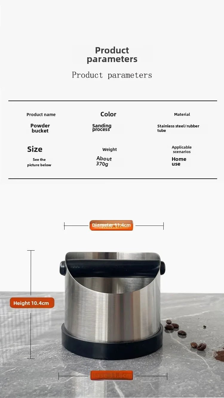 Coffee Knock Box Stainless Steel Espresso Knock Box Non Slip Coffee Ground Knock Box with Rubber Ring Beveled Coffee Ground Bin - Ammpell