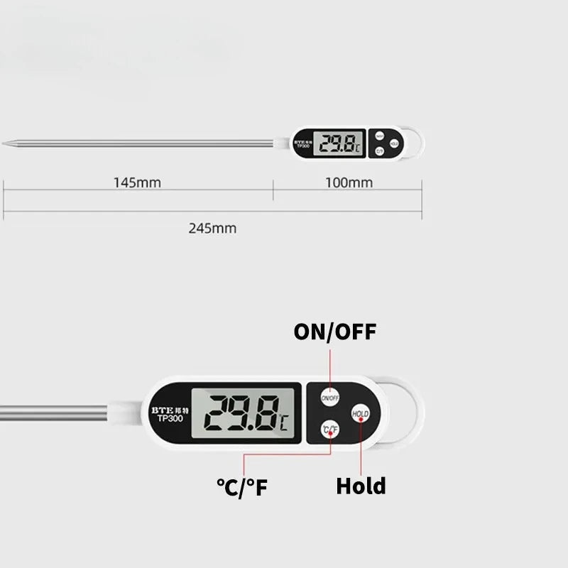 Digital Food Thermometer with Probe for Cooking and BBQ, -50 to 300°C - Ammpell