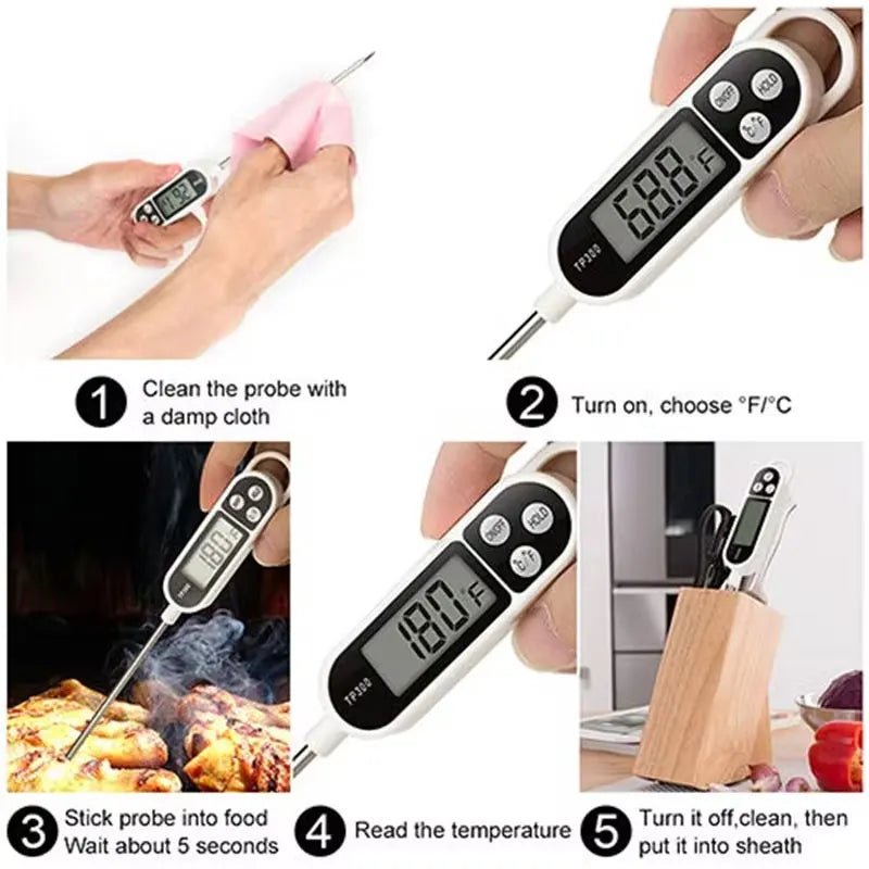 Digital Food Thermometer with Probe for Cooking and BBQ, -50 to 300°C - Ammpell