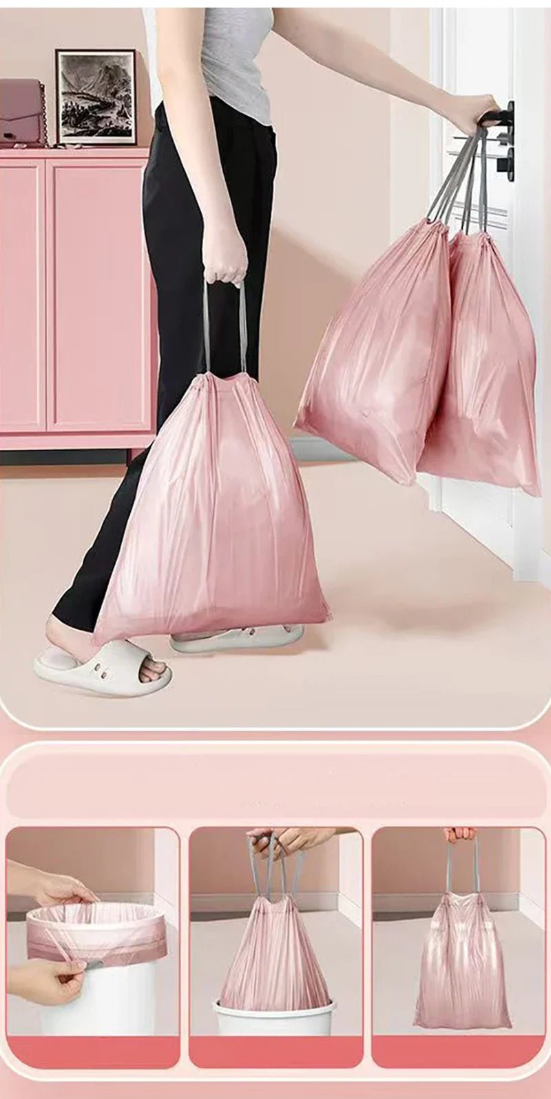 Drawstring Small Trash Bags 4 Gallon Thicken Drawstring Small Garbage Bags for Kitchen Bathroom Bedroom Home Office Trash - Ammpell