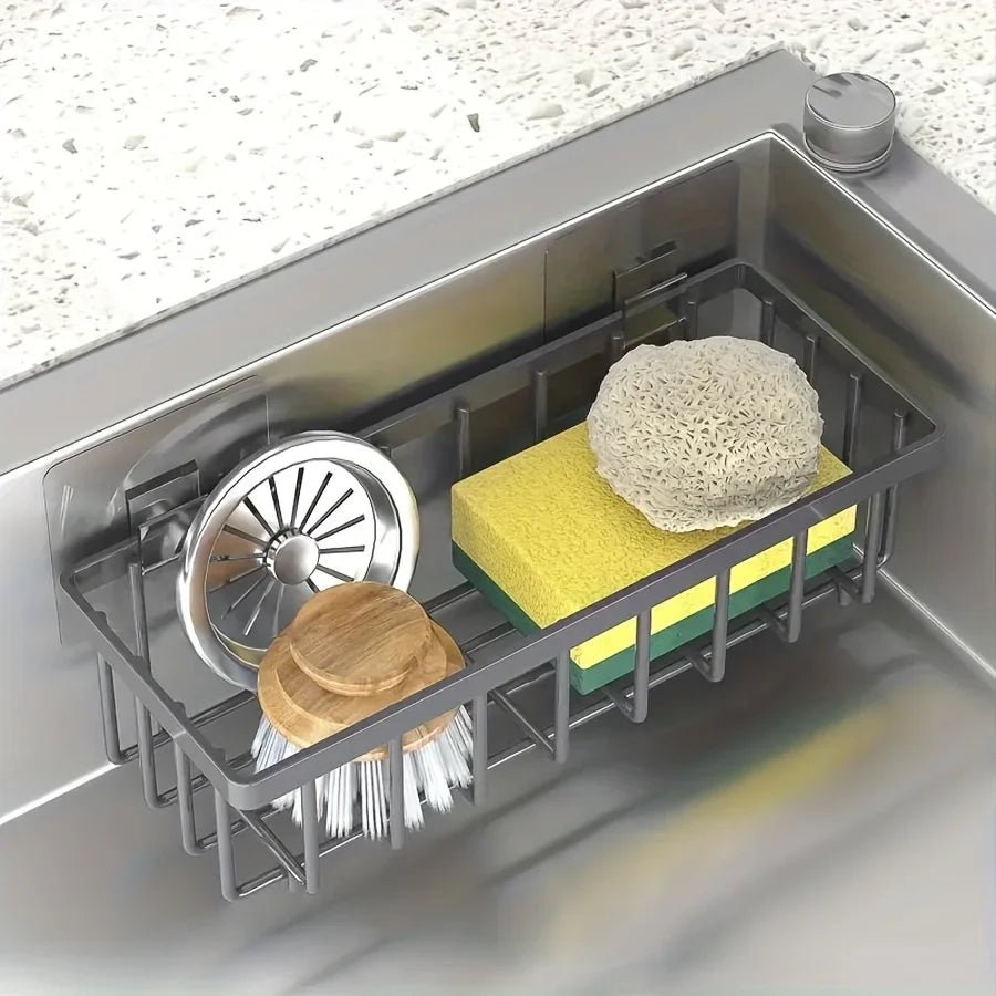 Easy-to-Install Kitchen Sink Organizer, No Drilling Required, Multipurpose Storage Rack Suitable for Sponges,Brushes, and Towels - Ammpell