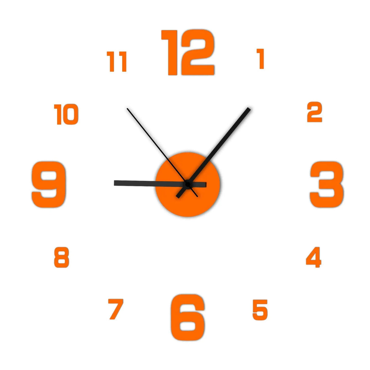 Frameless DIY Wall Clock with Stick-On Numbers, Quiet Movement - Ammpell