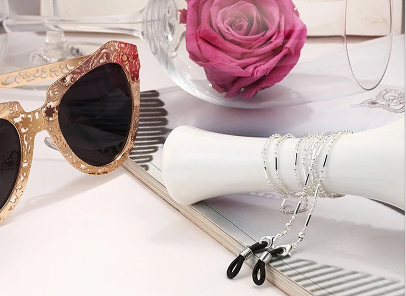JWER Fashion Woman Sunglasses Chain Cylinder Bead Chain Anti-Falling Glasses Eyeglasses Cord Necklace Mask Chain for Women Gifts - Ammpell