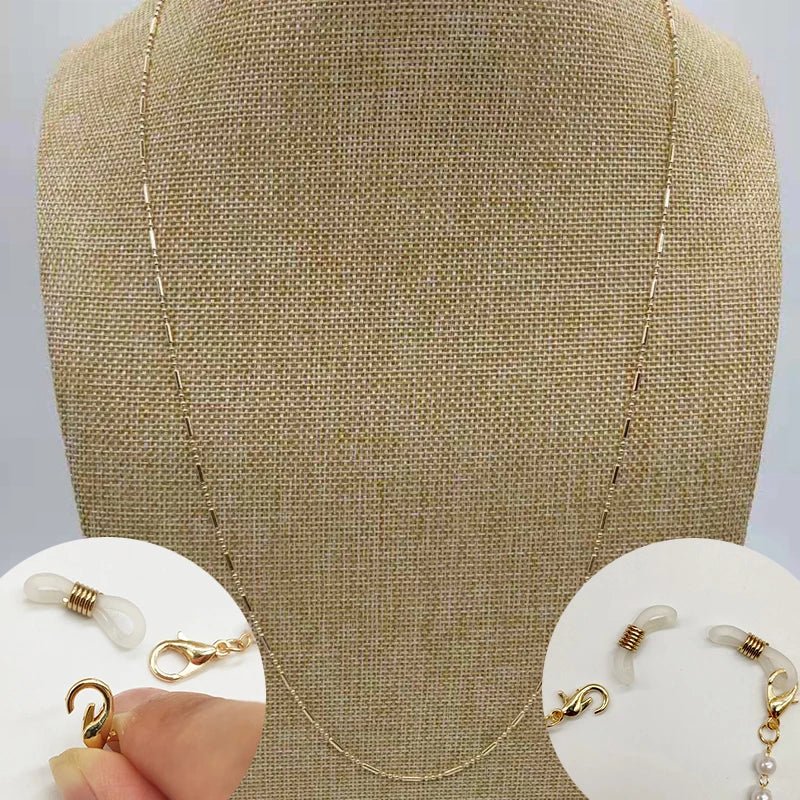 JWER Fashion Woman Sunglasses Chain Cylinder Bead Chain Anti-Falling Glasses Eyeglasses Cord Necklace Mask Chain for Women Gifts - Ammpell