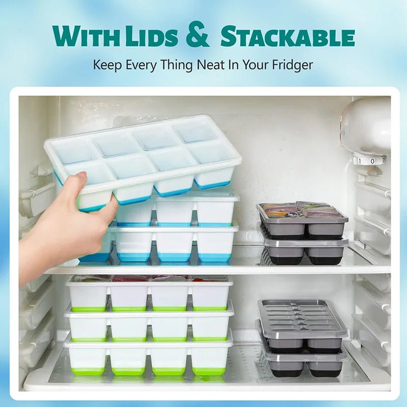 Large Ice Cube Trays Silicone Easy-Release Flexible Ice Cube Molds with Lids Big Square Cubed Ice Trays for Whiskey and Cocktail - Ammpell