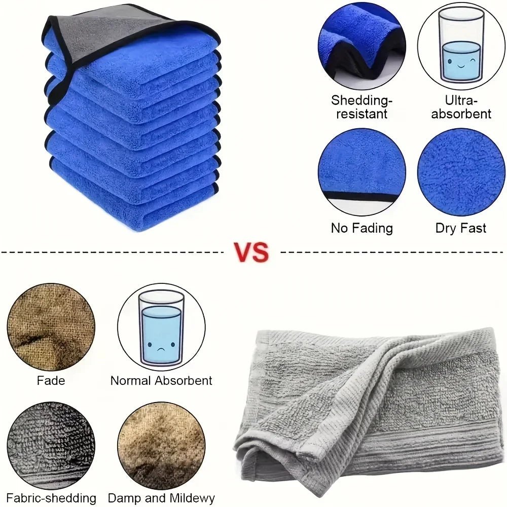 Microfiber Cleaning Cloths, Double Layer, 30x30cm and 30x60cm - Ammpell