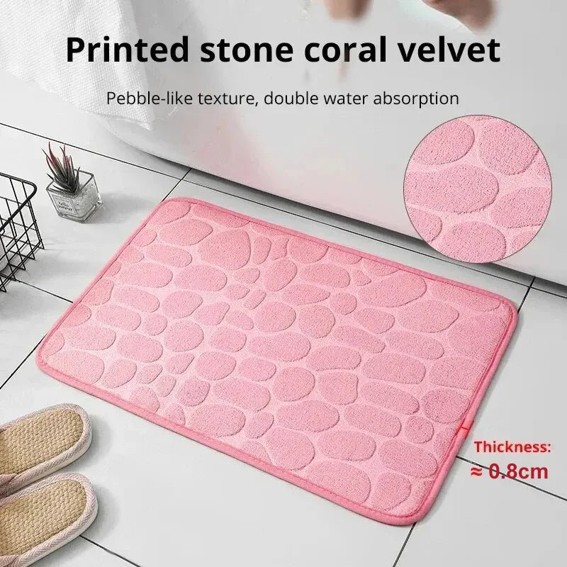 Pebble Textured Microfiber Bath Mat with Non-Slip Backing, 40x60cm - Ammpell