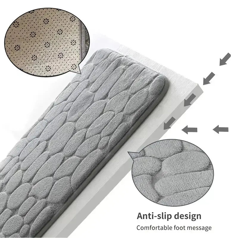 Pebble Textured Microfiber Bath Mat with Non-Slip Backing, 40x60cm - Ammpell