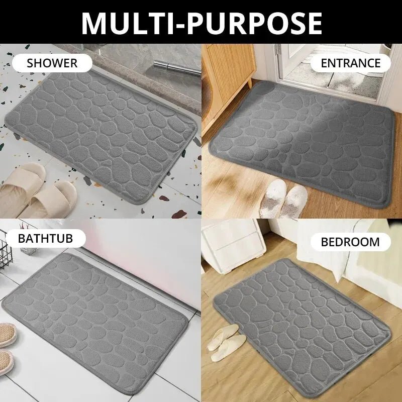 Pebble Textured Microfiber Bath Mat with Non-Slip Backing, 40x60cm - Ammpell