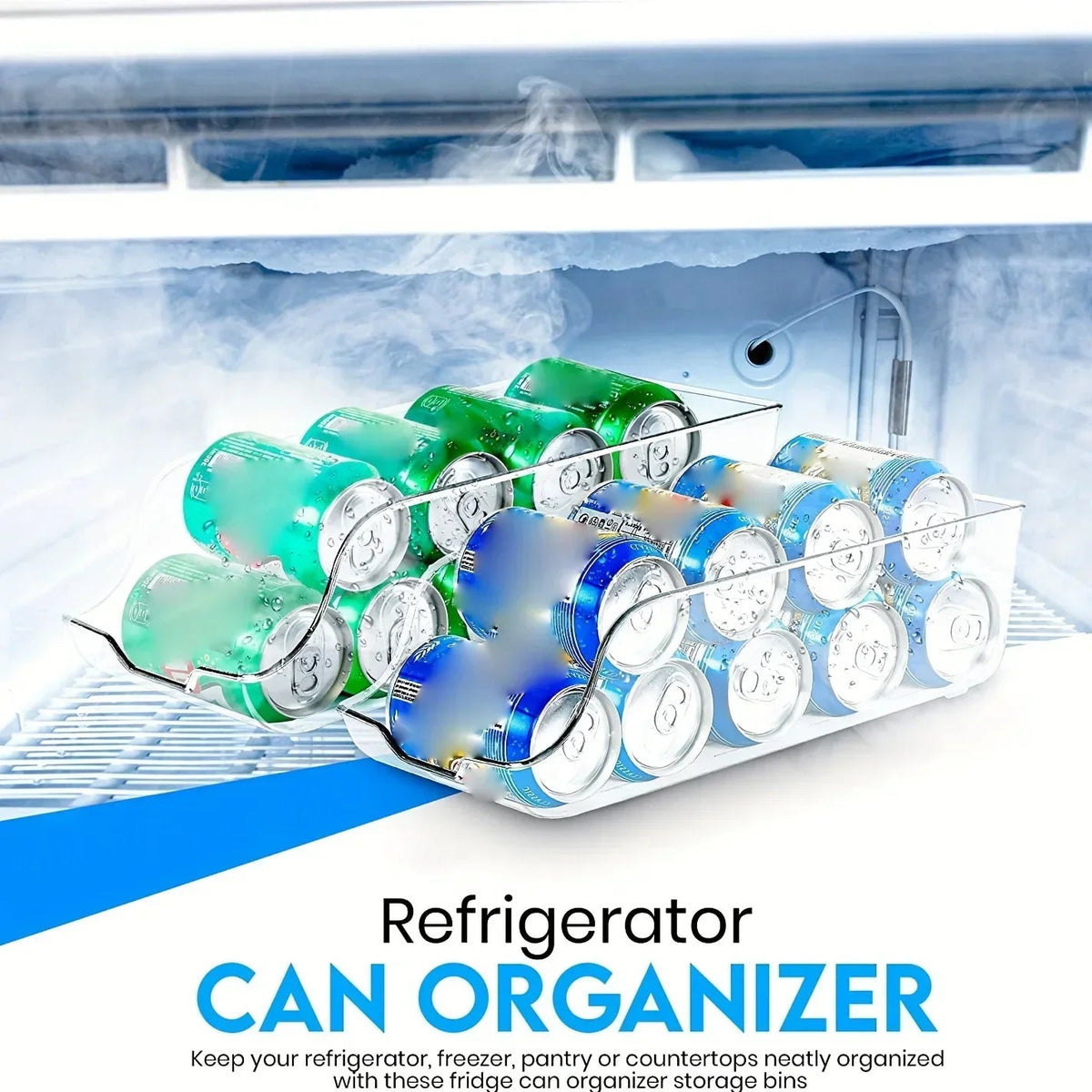 Refrigerator Organizer Bins Soda Cans Dispenser Bins Can Dispensers Auto Rolling Dispenser Fridge Organizer Pantry Organizer - Ammpell
