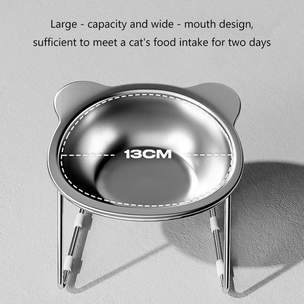 Stable Raised Cat Bowls Elevated 15° Neck Guard Cat Food Bowl Shatter-resistant Tilted Pet Supplies for Puppy and Cat - Ammpell
