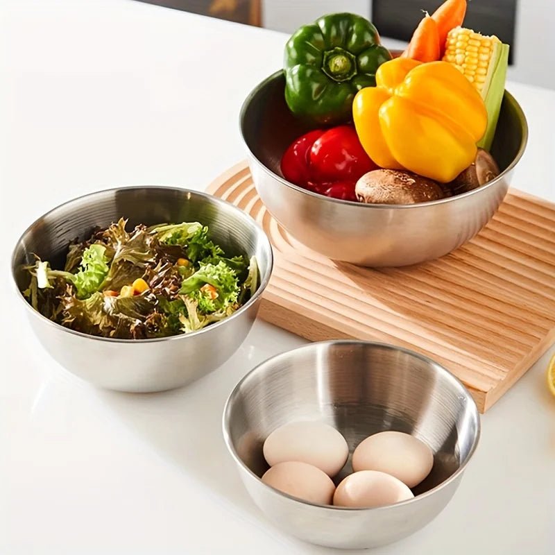 Stainless Steel Mixing Bowls with Measurements, Suitable for Home Use, for Mixing and Kneading, Salads, and Baking Salad Bowl - Ammpell