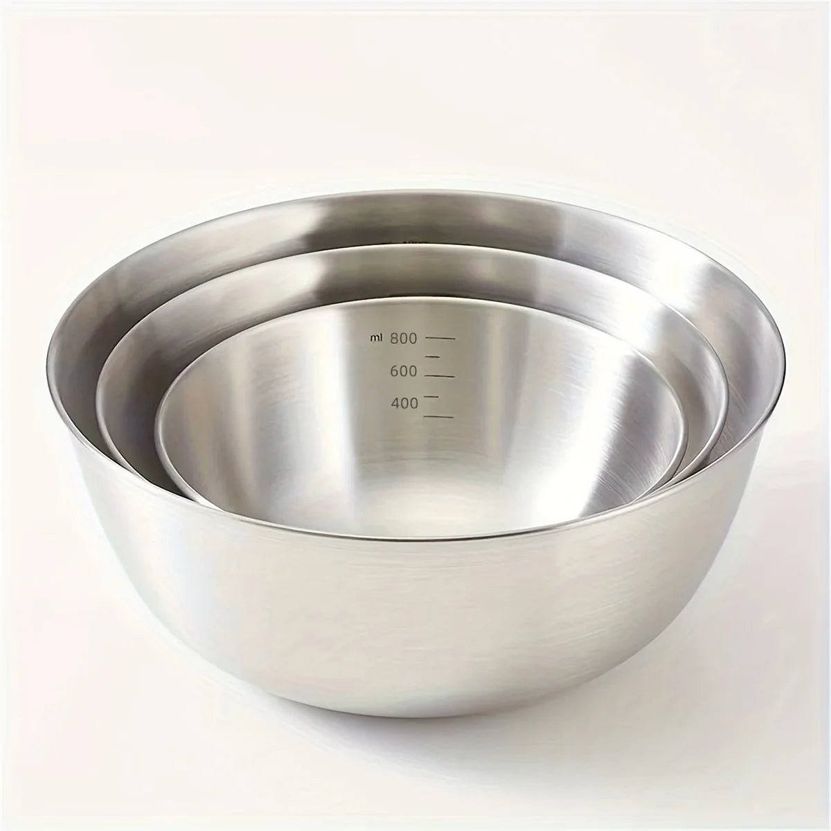 Stainless Steel Mixing Bowls with Measurements, Suitable for Home Use, for Mixing and Kneading, Salads, and Baking Salad Bowl - Ammpell