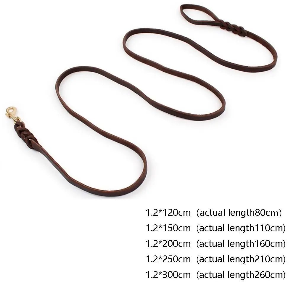 Training Walking With Copper Hook Leather Braided Dog Leash Brown Soft Dog Traction Rope Durable Long German Shepherd - Ammpell